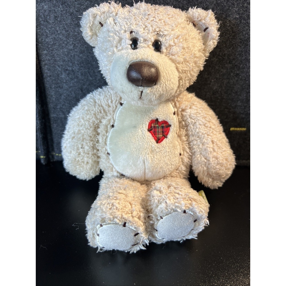 First & Main Cream‎ Tender Teddy Plush With Heart Microsuede Paws Stuffed 1815